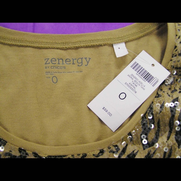 Chico's Zenergy Sequin Animal Print Tank, NEW! - Picture 3 of 4